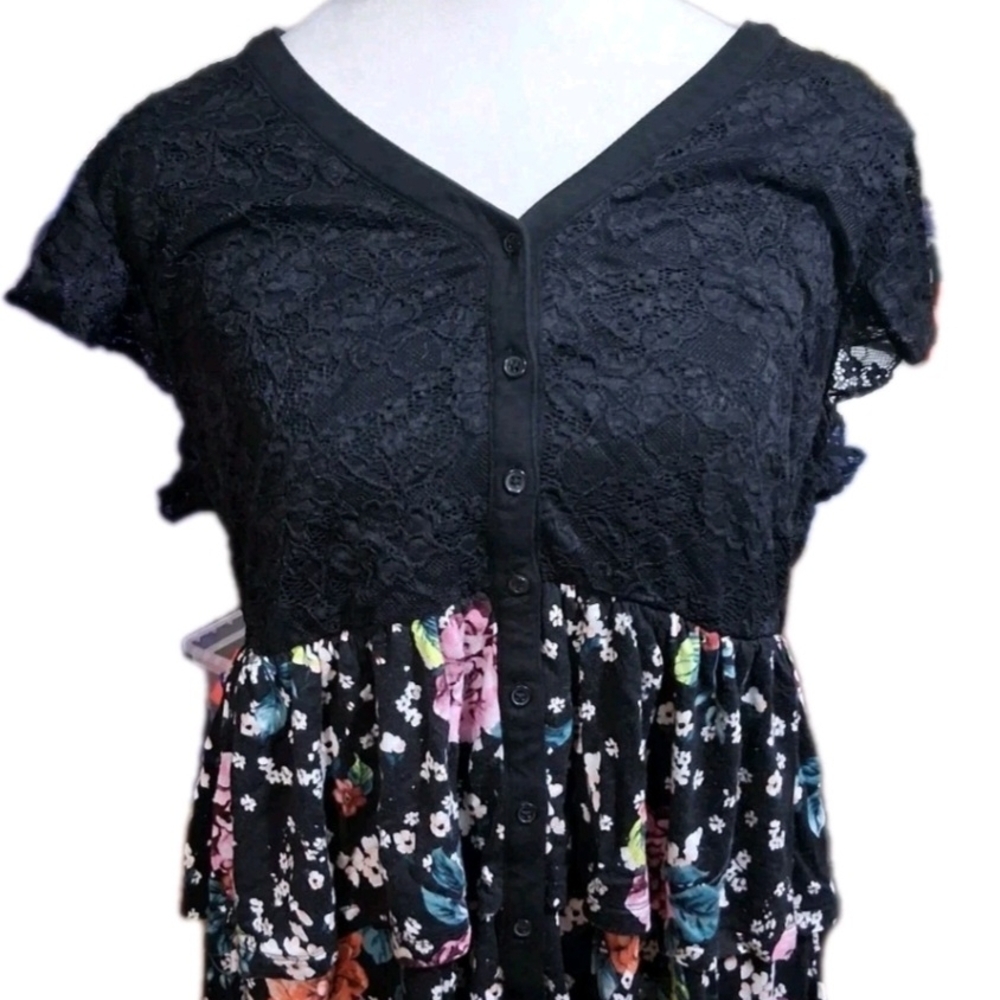 Torrid Black Floral Lace Blouse